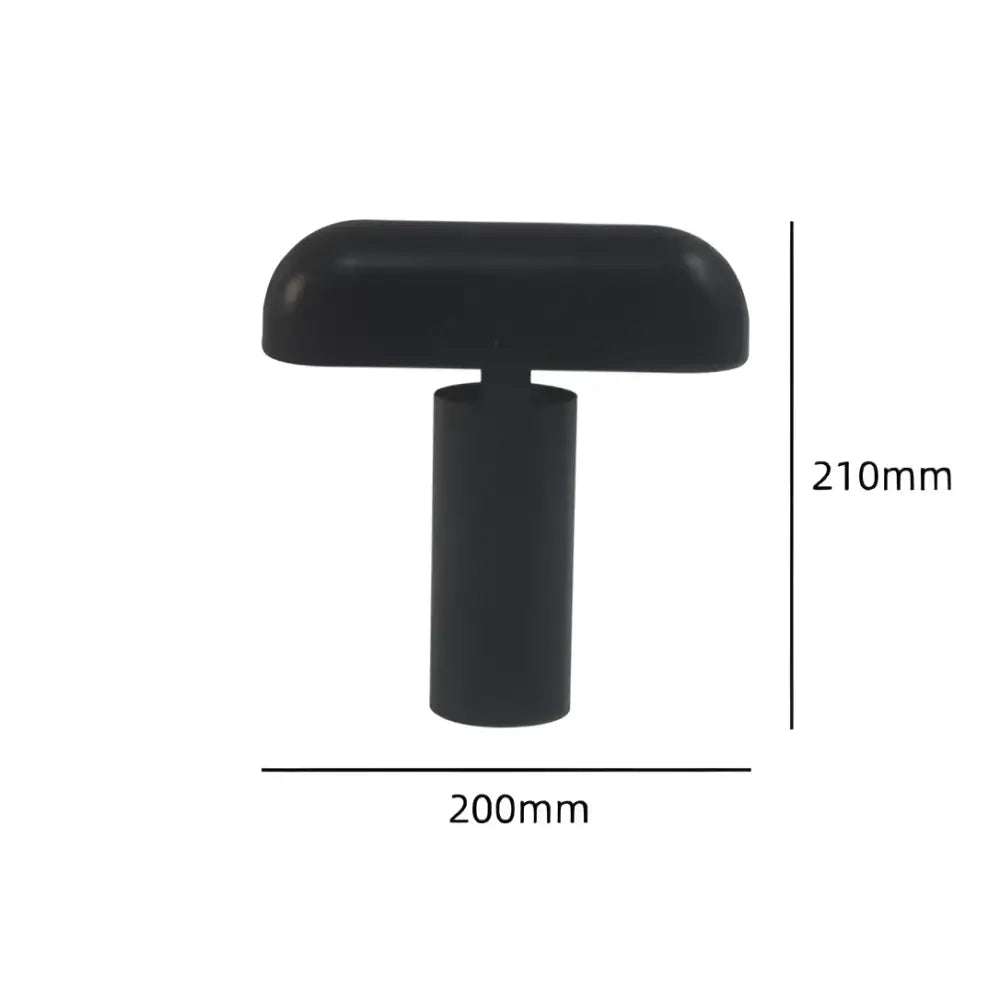 Black t-shaped decorbites led rechargeable table lamp with matte finish and cylindrical base for modern bedroom use