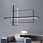Modern black geometric pendant lights featuring illuminated rectangular frames decorbites led rectangle for dining room and kitchen