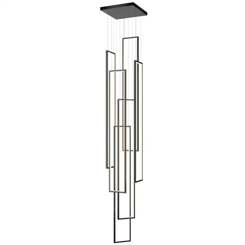 Modern black rectangular pendant lighting with layered geometric frames decorbites led rectangle for staircase decor