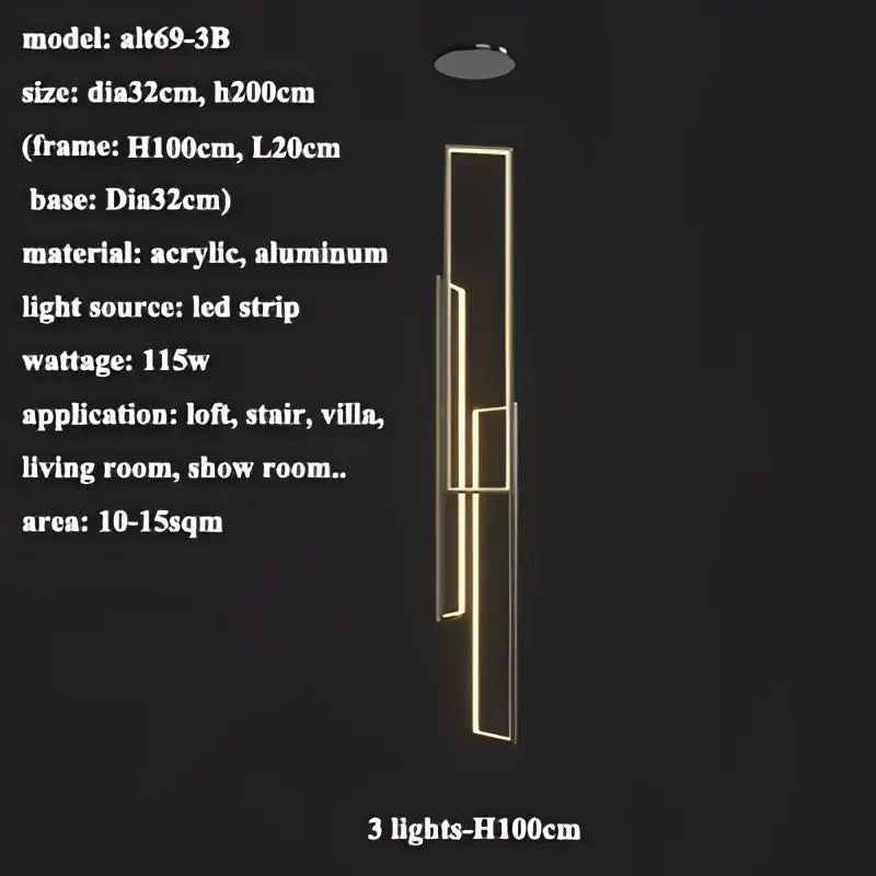 Modern minimalist decorbites led rectangle pendant lighting with acrylic aluminum frame and warm led strips for staircase
