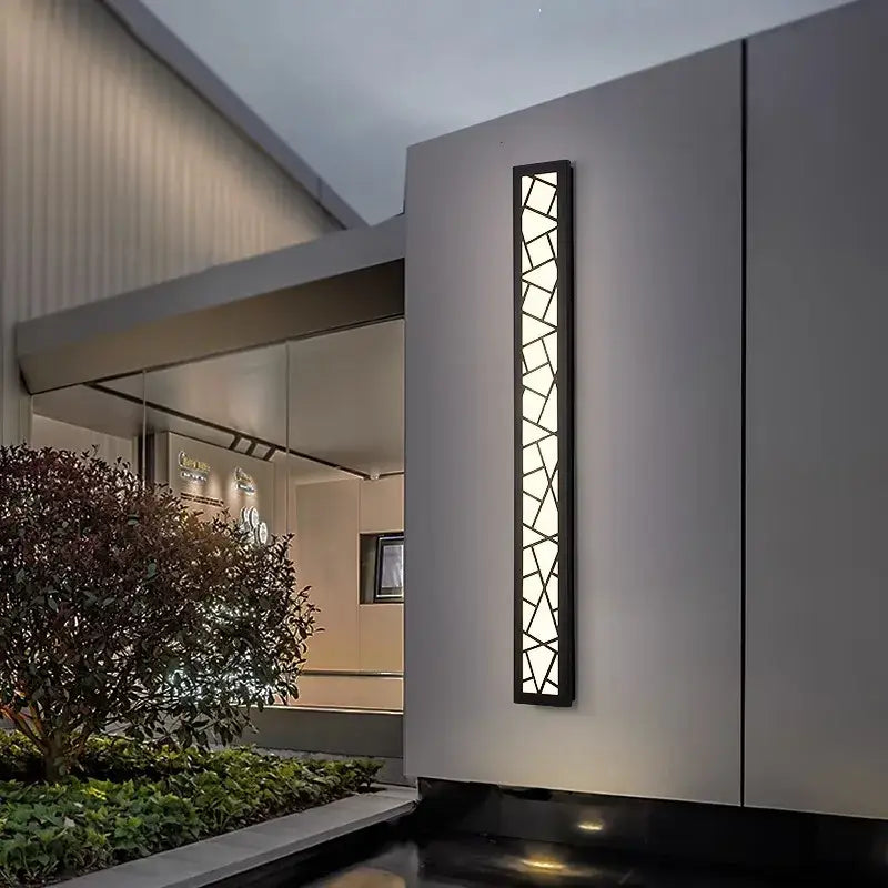 Modern black-framed decorbites led rectangle wall lamp with geometric glass panels warm light 3000K for parlor and stairs