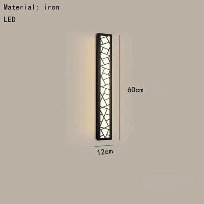 Black iron decorbites led rectangle wall lamp with geometric glass panel design warm light for parlor stairs