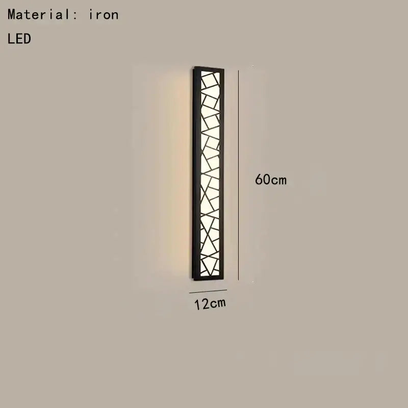 Black iron decorbites led rectangle wall lamp with geometric glass panel design warm light for parlor stairs