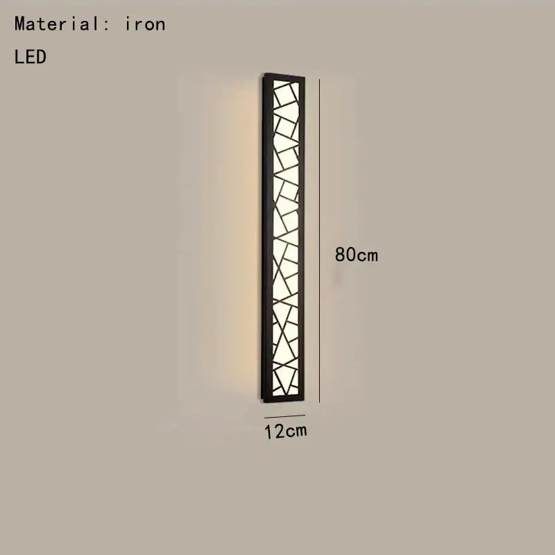 Black iron wall lamp with geometric glass panel design decorbites led rectangle warm light for parlor stairs