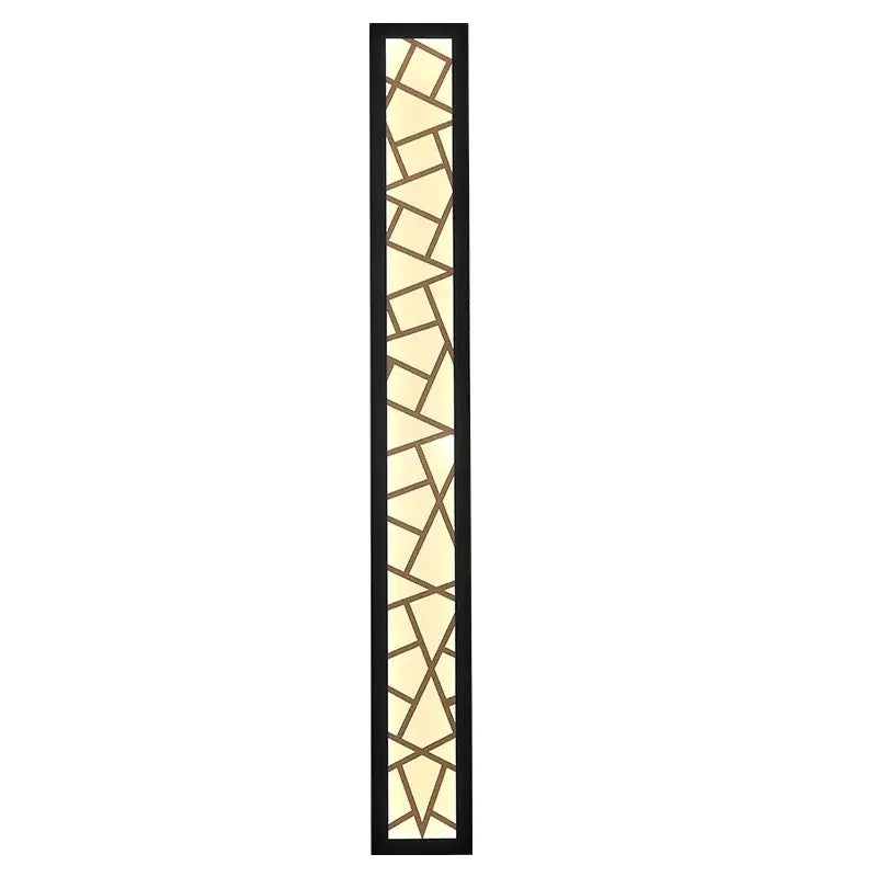 Black-framed decorbites led rectangle wall lamp with cream glass panels outlined in bronze for parlor room stairs