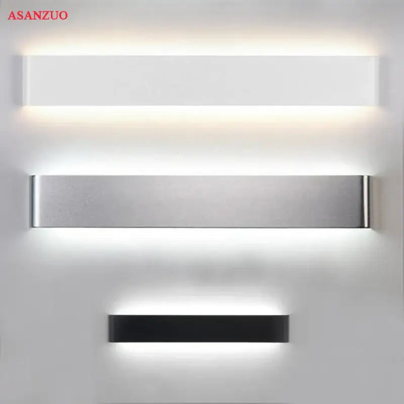 Modern minimalist decorbites led rectangle wall lamps with sleek silver and black finishes and integrated lighting for indoor use