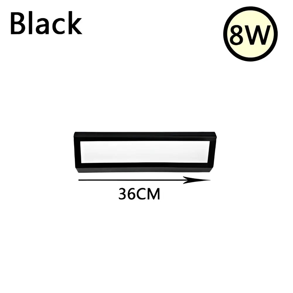 Black decorbites led rectangle wall lamp with sleek 36cm design featuring anti-dazzle bedside lighting