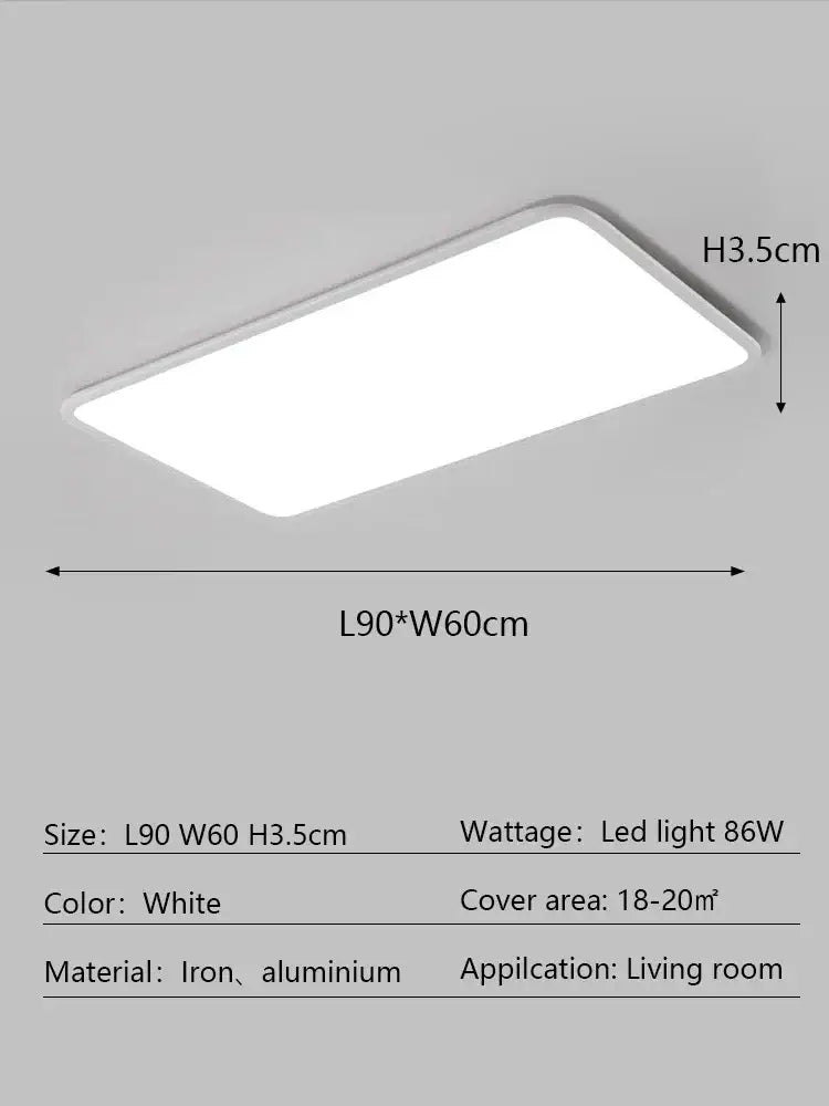White rectangular decorbites led rectangular ceiling light with sleek iron and aluminum frame for modern living spaces