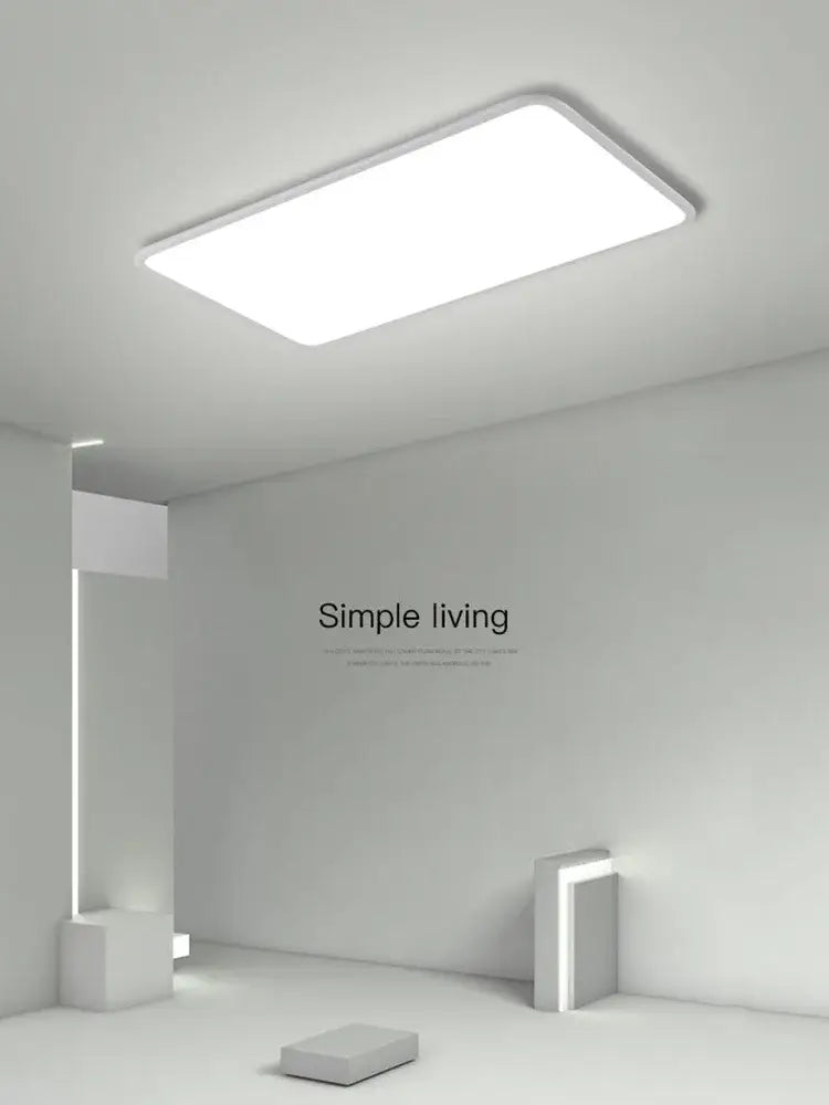 Minimalist white DecorBites LED rectangular ceiling light with sleek modern design for living room and bedroom decor
