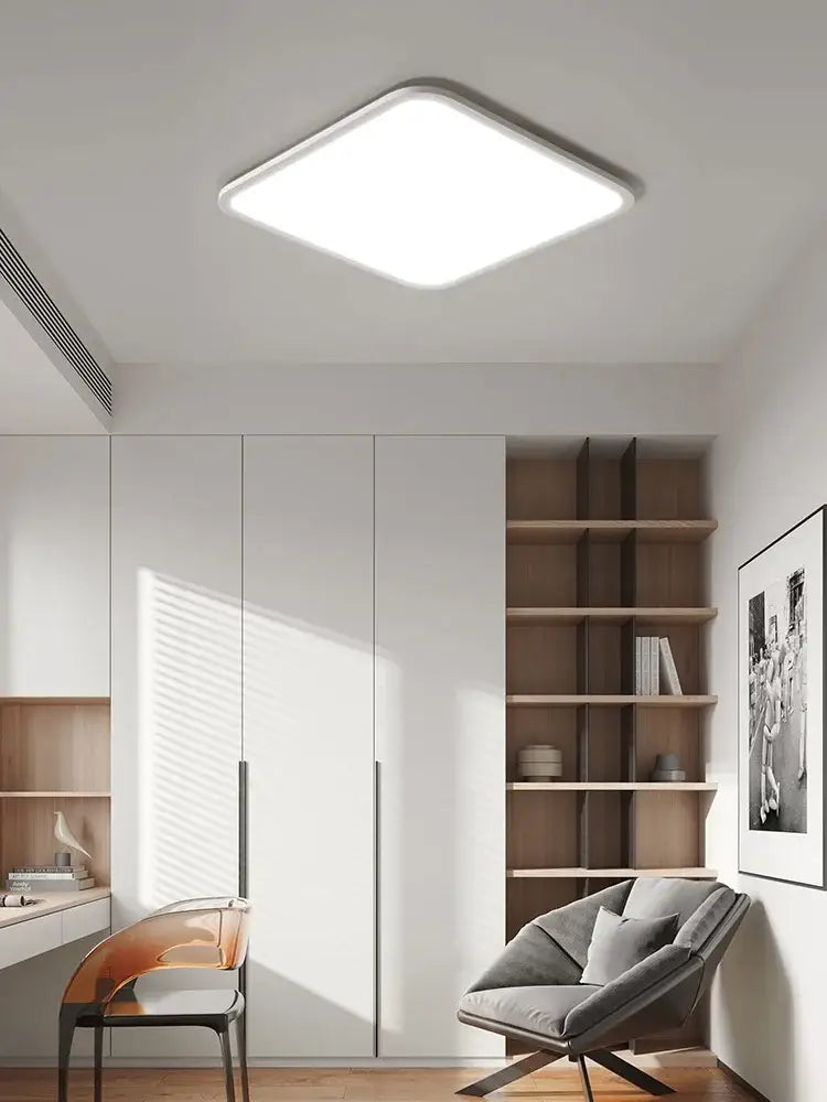 Decorbites led rectangular ceiling light with sleek white diffuser and minimalist metallic frame for modern living room decor