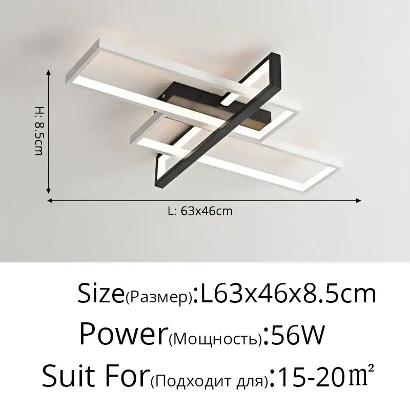 Modern black and white geometric decorbites led rectangular chandelier art ceiling light fixture for living room and bedroom