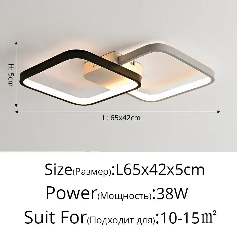 Modern decorbites led rectangular chandelier with sleek black and silver frame emitting warm white light for living room