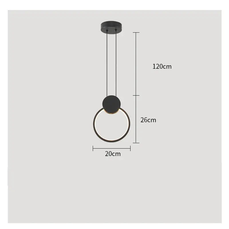 Modern black circular decorbites led restaurant chandelier with sleek minimalist design and slim hanging cords for dining rooms