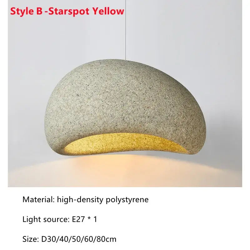 A decorbites led restaurant pendant light dome-shaped in textured grayish-yellow high-density polystyrene with golden interior