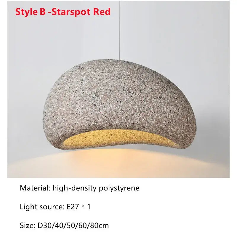 Red-stone textured decorbites led restaurant pendant light with curved dome shape and warm interior glow for home decor