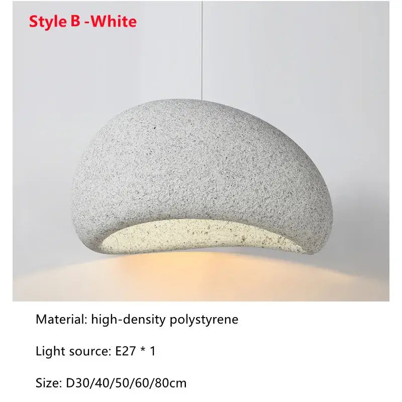 White dome-shaped pendant light made of high-density polystyrene with integrated e27 bulb by DecorBites led restaurant