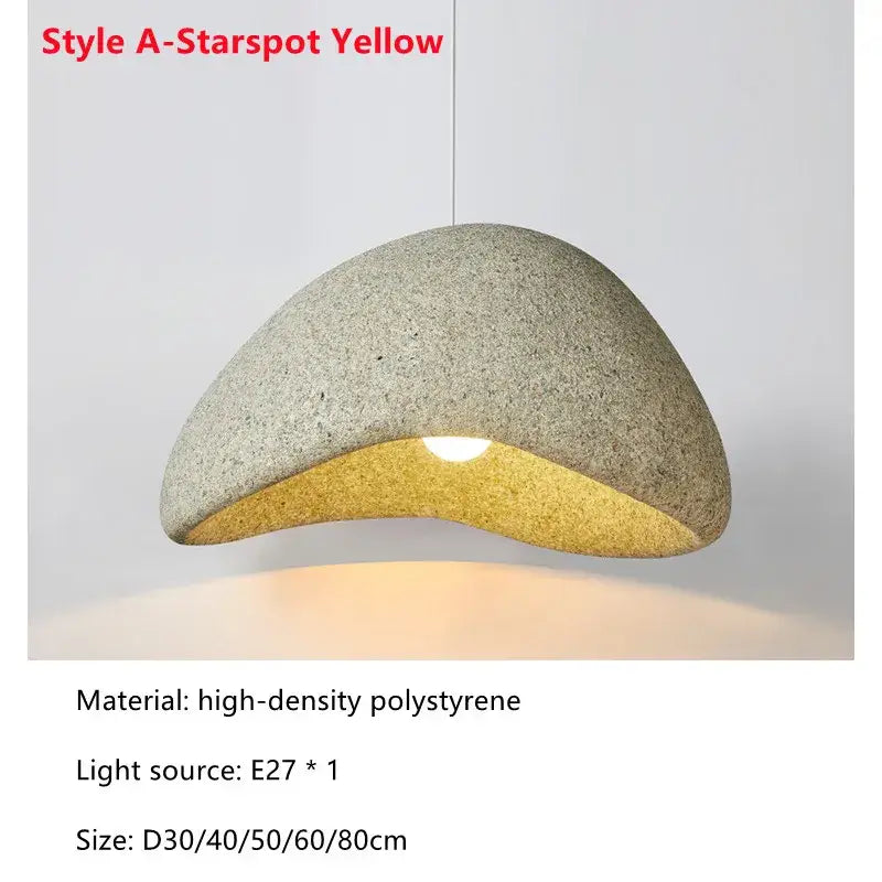 A modern curved pendant light in grayish-yellow textured high-density polystyrene with e27 bulb for decorbites led restaurant use