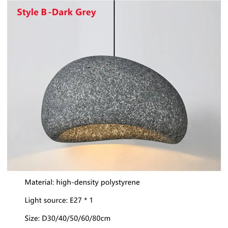 Dark grey semi-spherical pendant light with textured polystyrene and warm interior lining for DecorBites LED restaurant use