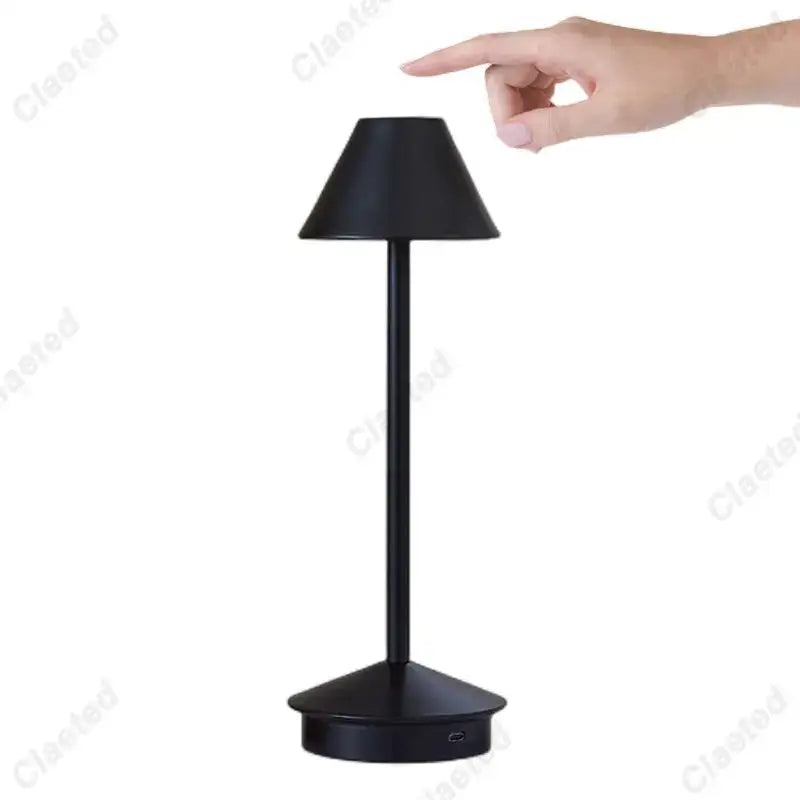 Black minimalist table lamp with matte finish featuring decorbites led retro touch sensor for modern lighting