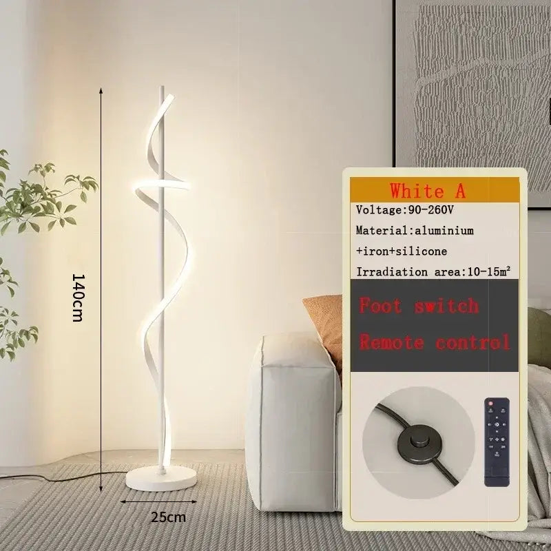 A sleek white decorbites led revolve floor lamp made of aluminum and silicone for modern indoor decor