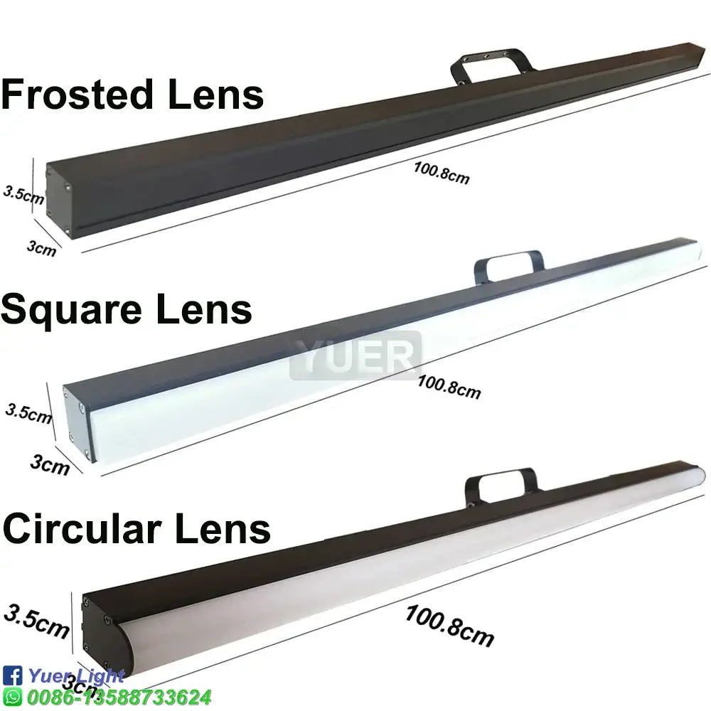 Black rectangular decorbites led rgb pixel bar light with frosted square and circular lenses and integrated handle