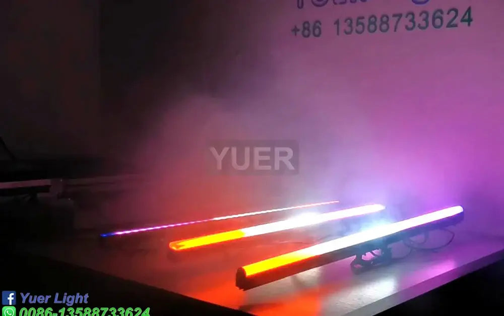 Decorbites led rgb 3in1 pixel bar light strip glowing with vibrant orange and white hues for dj party use