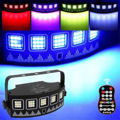 Black strong light decorbites led rgb disco strobe light bar with color-changing panels and matching remote control