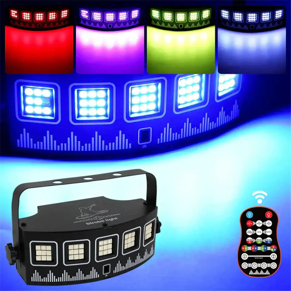 Black strong light decorbites led rgb disco strobe light bar with color-changing panels and matching remote control
