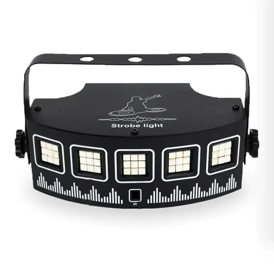 Black curved decorbites led rgb disco strobe light with five rectangular led panels and top handle for party use