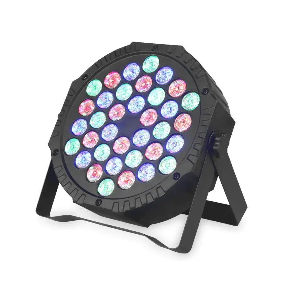 Decorbites™ led rgb dmx512 par light with 36 colorful bulbs in a black circular design for dj disco party use