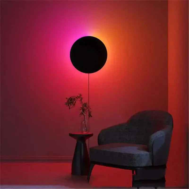 Black circular wall lights decorbites led rgb acrylic touch sensitive remote controlled indoor bedroom decor