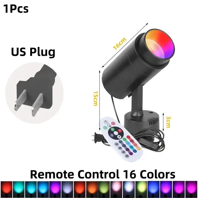 Black cylindrical decorbites led rgb spotlight 16cm with remote control for 16 color options in ktv bar lighting
