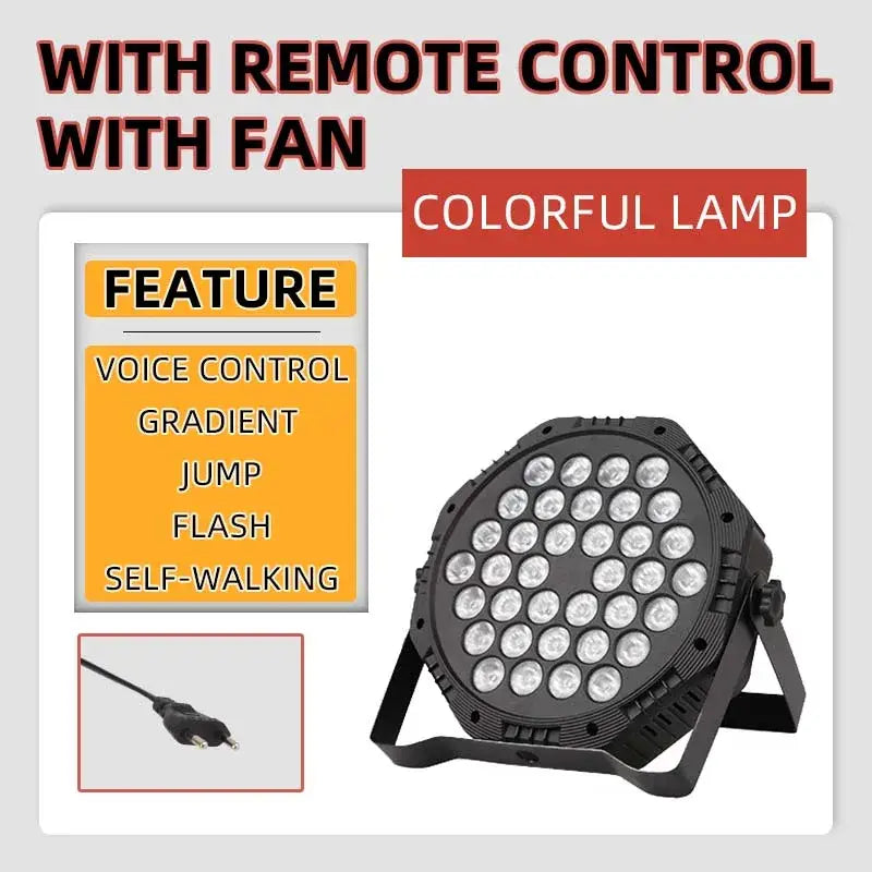 Black octagonal decorbites led rgb spotlight with 36 circular bulbs for ktv bar disco lighting with remote control