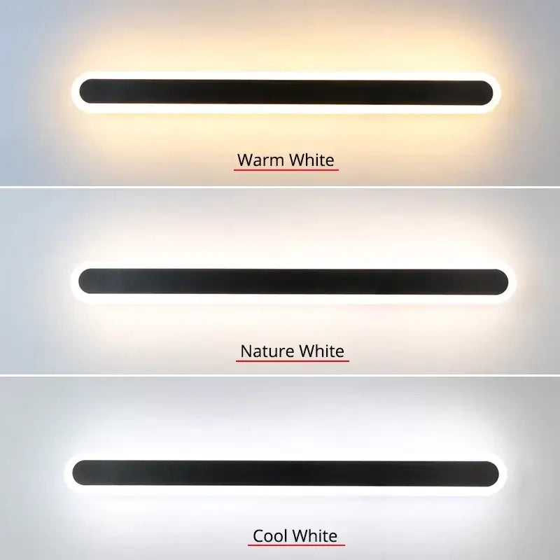 Modern minimalist decorbites led rgb wall light with sleek black rectangular body and warm to cool white led rgb light
