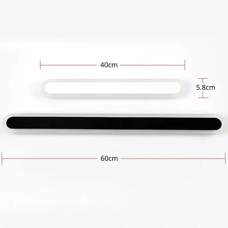 Two sleek white and black decorbites led rgb wall lights in 40cm and 60cm for bathroom mirror and indoor decoration