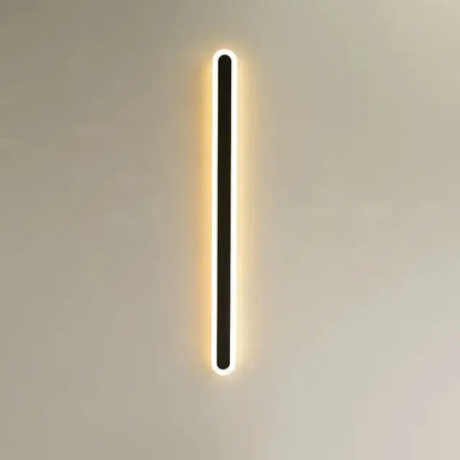 Modern black linear wall light with warm glowing led strip edges for bathroom mirror and bedroom decorbites led rgb wall light