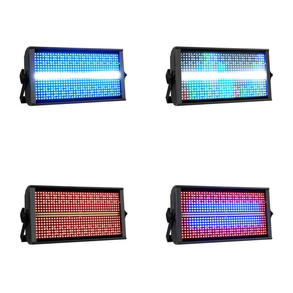 Black rectangular decorbites led rgbw 4in1 strobe light panels with vibrant rgbw 4in1 grid-patterned colored lights