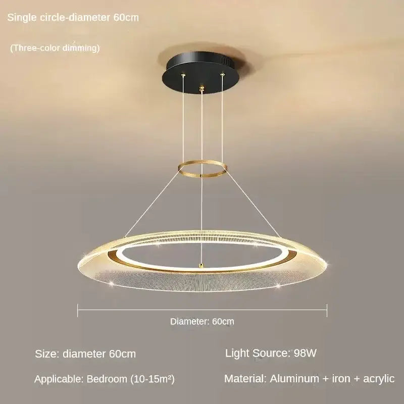 Modern decorbites™ led ring ceiling chandelier with gold black aluminum frame iron base and acrylic diffuser for living rooms