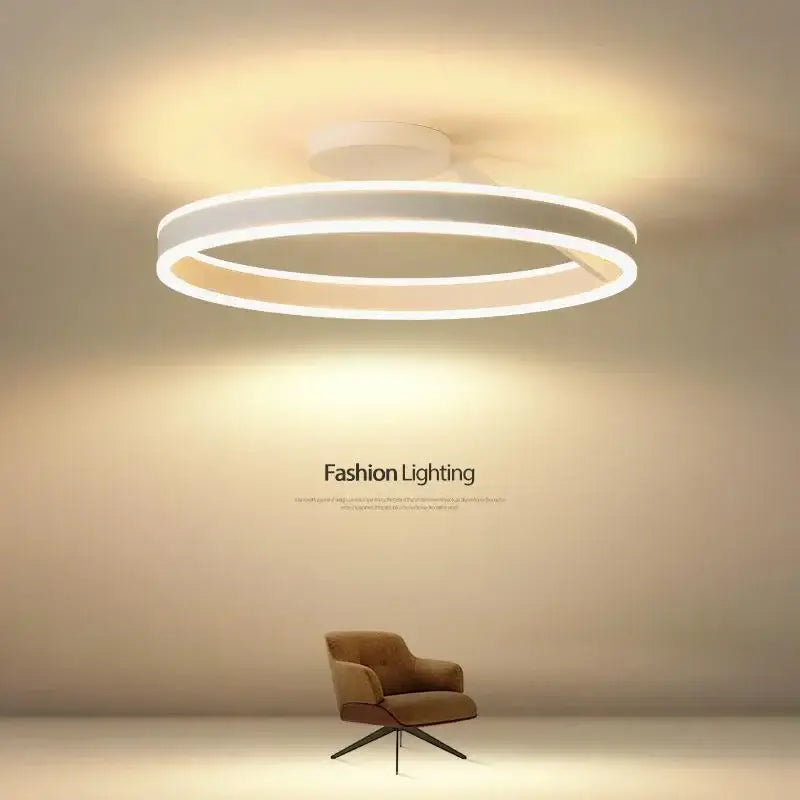 Modern white circular led ring chandelier with sleek minimalist design for dining living room bedroom decor