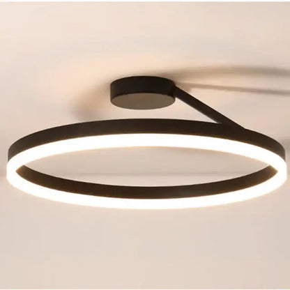 DecorBites™ modern black circular led ring chandelier with sleek minimalist design for dining living room bedroom decor
