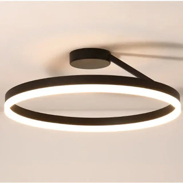 DecorBites™ modern black circular led ring chandelier with sleek minimalist design for dining living room bedroom decor
