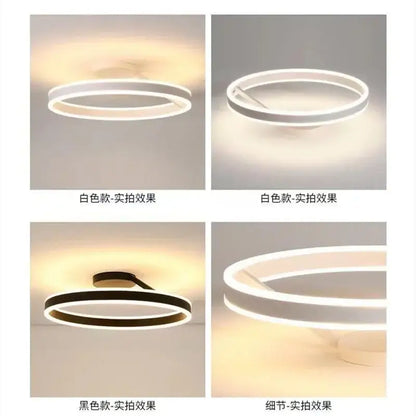 Decorbites™ led ring chandelier with sleek minimalist design featuring two concentric rings in white or black finishes