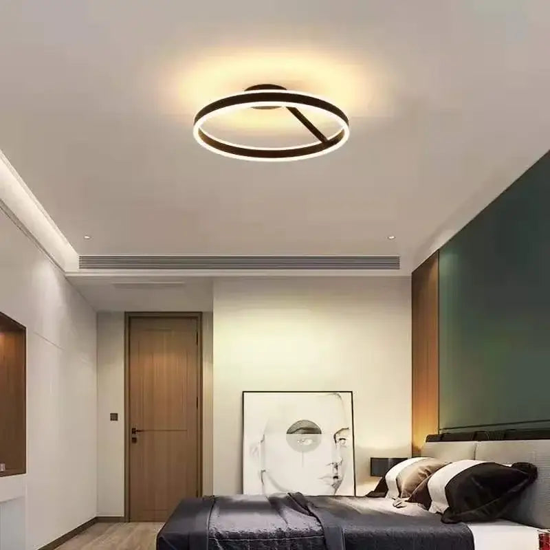 Modern black and white decorbites led ring chandelier with minimalist circular design for dining living bedroom decor
