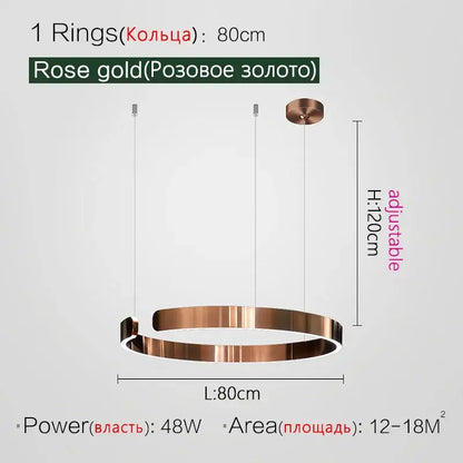 Rose gold DecorBites™ led ring chandelier with sleek modern design and adjustable height for home decor lighting