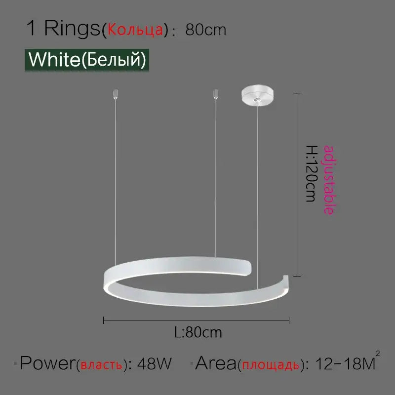 Decorbites™ led ring chandelier white circular led ring chandelier with sleek modern design and adjustable height