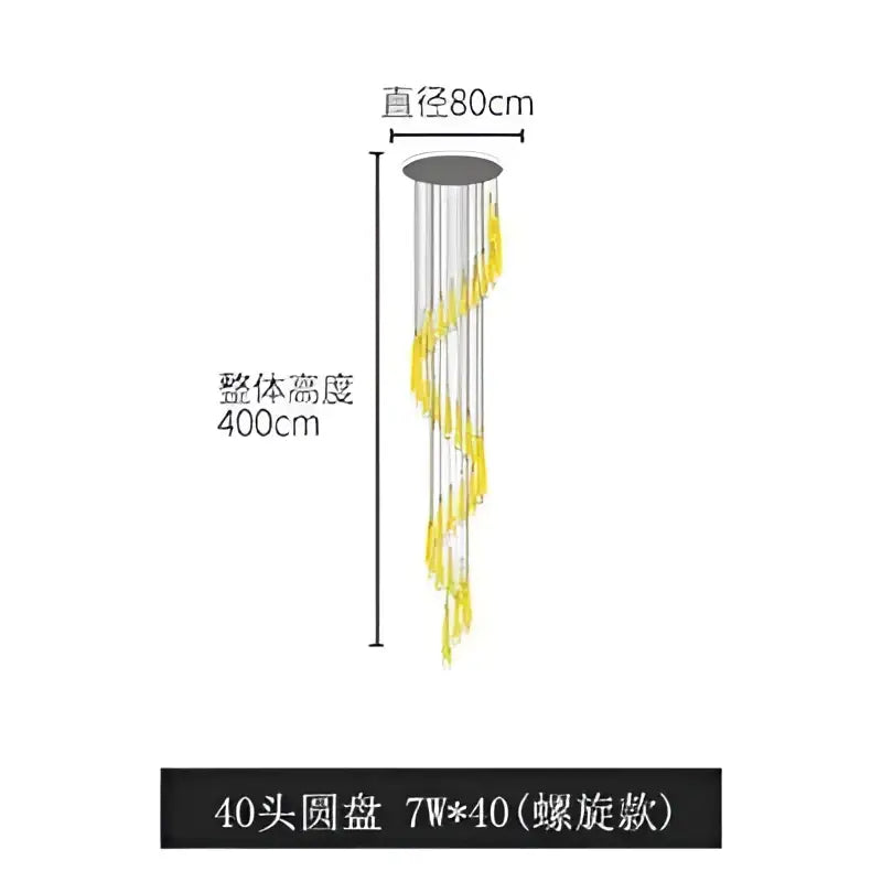 Decorbites led ring chandelier with 40 golden yellow led lights in a modern spiral design for indoor home decor