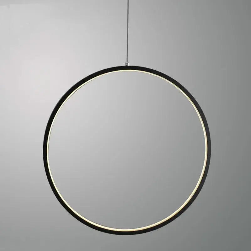 DecorBites™ black circular led ring chandelier pendant light with warm white glowing ring for living room lighting