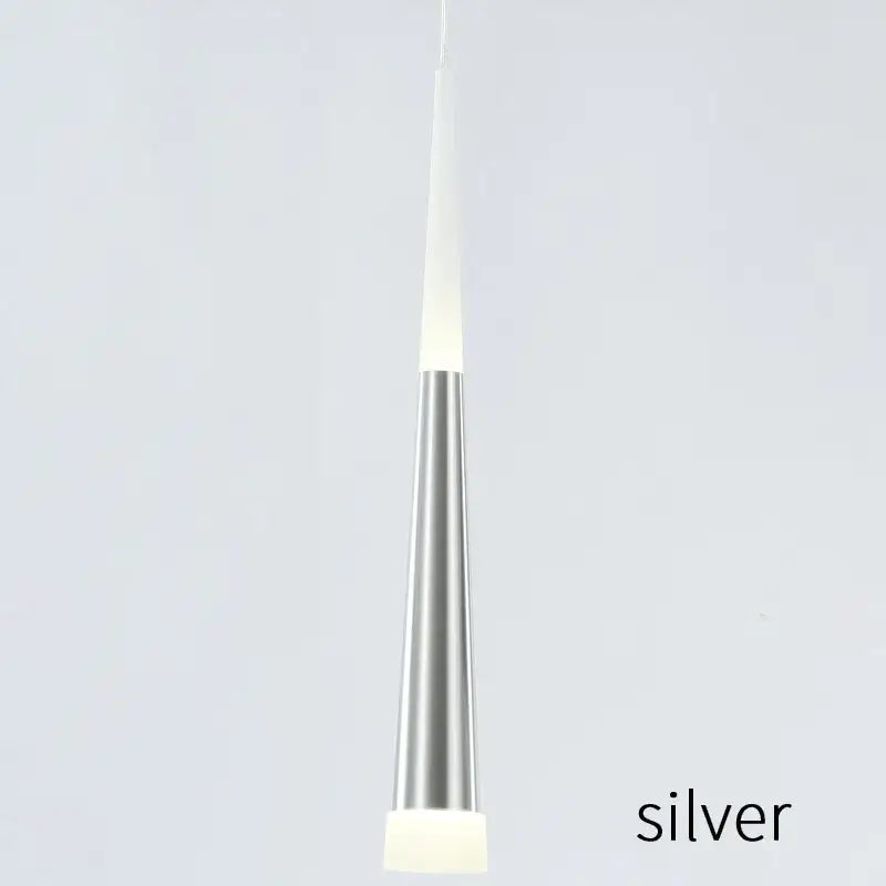 Silver conical led ring chandelier with metallic finish and frosted glass diffuser for modern villa lighting