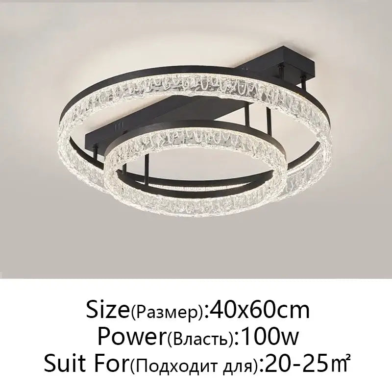 Modern black and clear crystal decorbites led ring chandelier with remote control for stylish home décor lighting