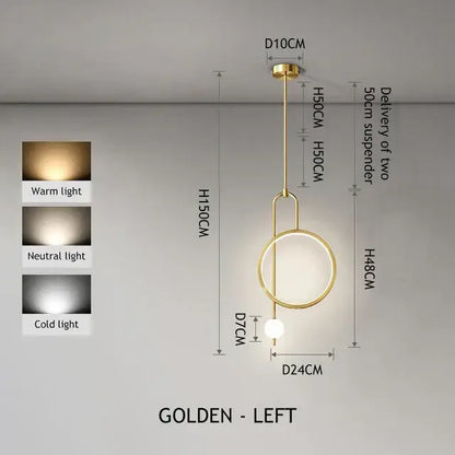 Golden DecorBites™ LED ring pendant chandelier with sleek metallic frame and frosted glass diffuser for home use